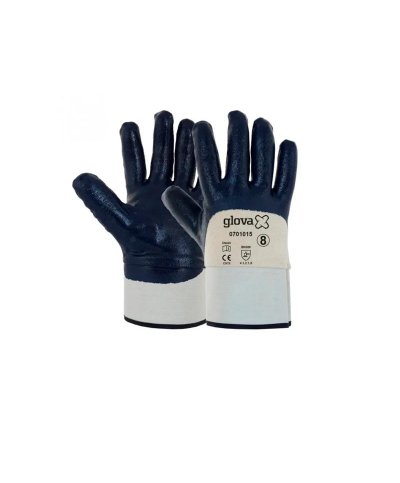 Luva nitrilo azul dorso arejado punho tela tam.10