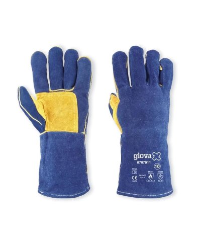 Luva soldador crute azul kevlar forro 35cm tam.10 0707011