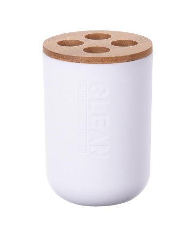 Copo para escova de dentes branco c/ bambu