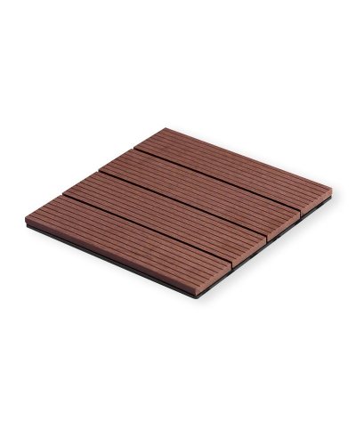 Deck em resina castanho 30x30cm (cx 6 pcs 0,54m2)