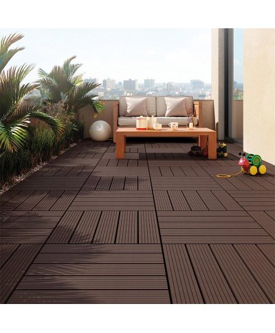Deck em resina castanho 30x30cm (cx 6 pcs 0,54m2)