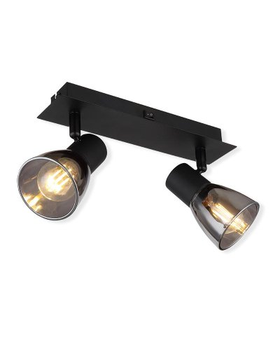 Regua claude 2XE14 alum/vidro preto 40W
