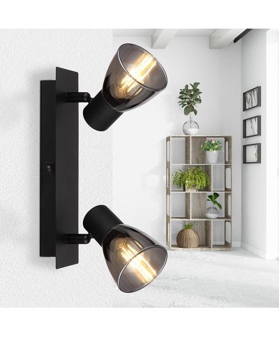 Regua claude 2XE14 alum/vidro preto 40W