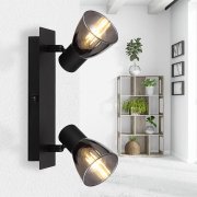 Regua claude 2XE14 alum/vidro preto 40W