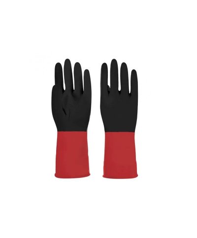 Luva fibra algodao revest.latex preto 33cm tam.8 0702002