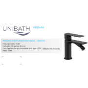 Monocomando Bide Prisma preto mate