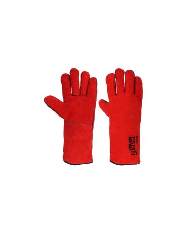Luva soldador vermelho forrado 35cm tam.10 welder r