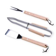 Conjunto de 3 utensilios de BBQ em madeira