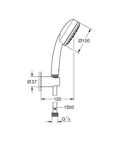Conjunto de suporte de parede 1 jato Cosmopolitan 26084002