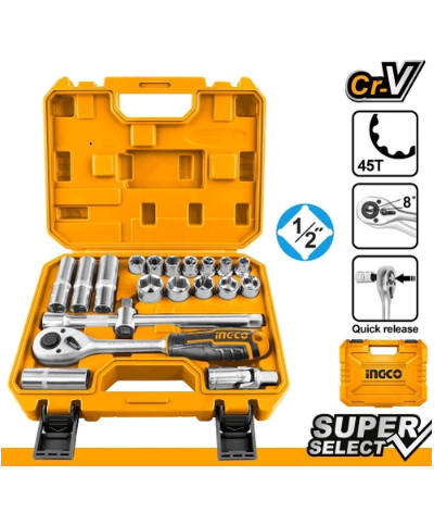 Jogo de chaves com roquete (20 pecas) 1/2