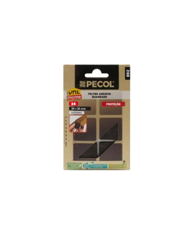 Feltro adesivo quadrado castanho 30x30mm 6 unid