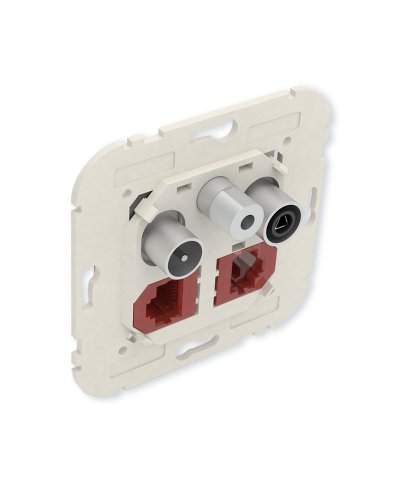 Tomada mista R-TV-SAT-2xRJ45 Cat6 UTP estrela Efapel 21546