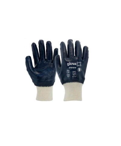 Luva nitrilio azul punho malha nº9 2190