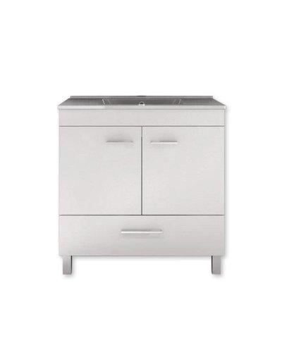 Conj.movel + lavatorio ceramica 80 Moovlux New Fafe branco