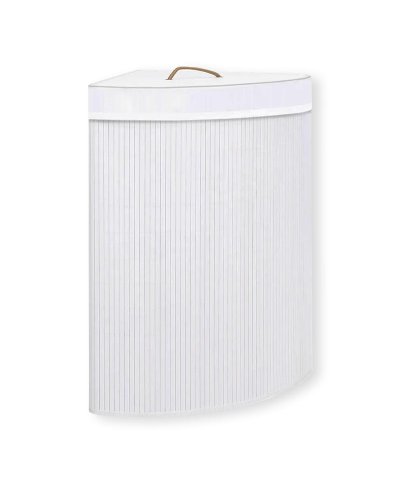 Cesto de canto em bambu para roupa 35x35x60cm branco