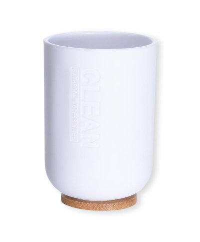 Copo branco com base em bambu