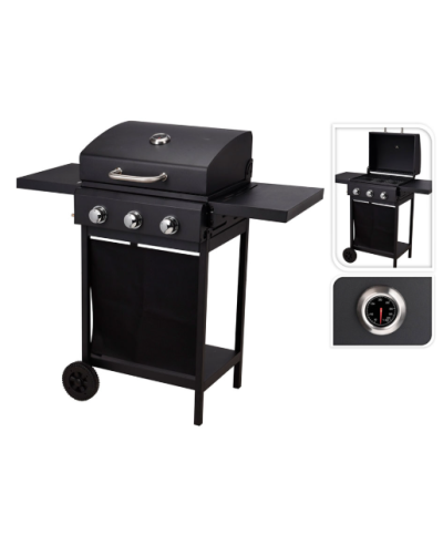 Barbecue a gas 3 bocas preto