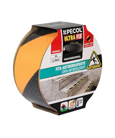 Fita antiderrapante amarela e preta 50mm 5m