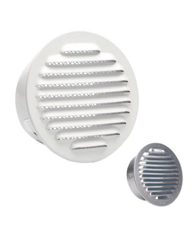 Grelha encastrar tubo D-10 cm aluminio branco + rede