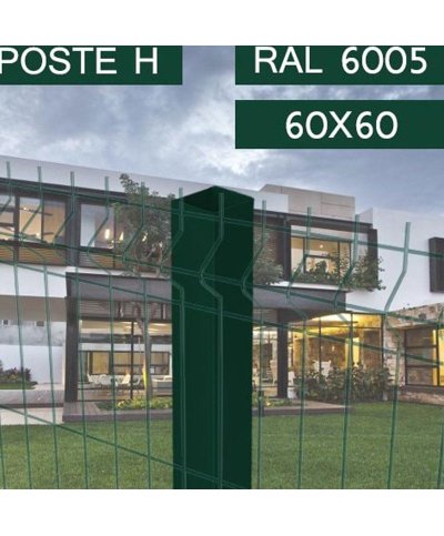 Poste para redes de vedacao 60x60mm x 1.5 mt altura verde c/ abraçadeiras  incl.