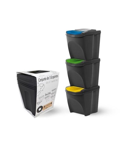 Conjunto 3 Ecopontos empilhaveis Rena Eco