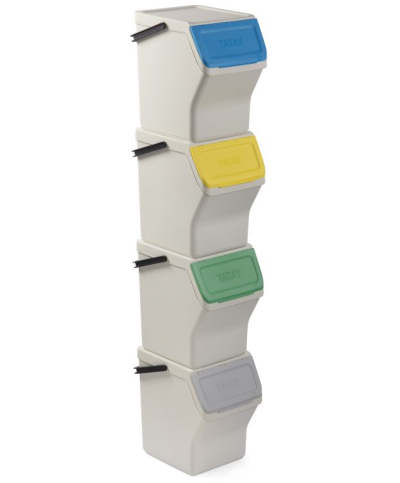 Conjunto de 4 Baldes empilhaveis de Reciclagem 20L