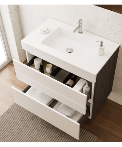 Móvel e Lavatório Linea 80 Nogal