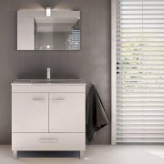 Conj. movel + lavatorio ceramica 60 Moovlux New Fafe branco