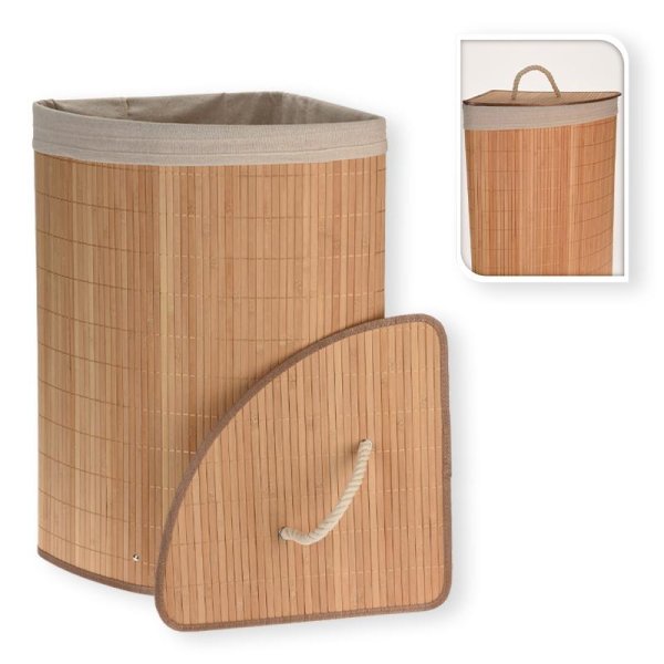 Cesto de canto em bambu para roupa 35x35x60cm natural Koopman 