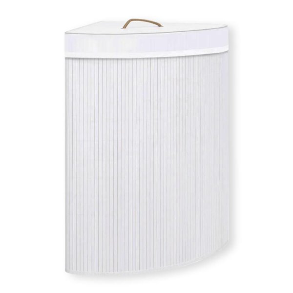 Cesto de canto em bambu para roupa 35x35x60cm branco Koopman 