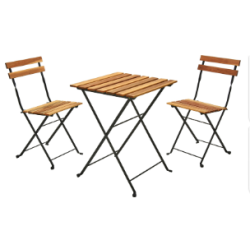 Set Bistro mesa + 2 cadeiras acácia/metal 55x54x71cm Koopman 