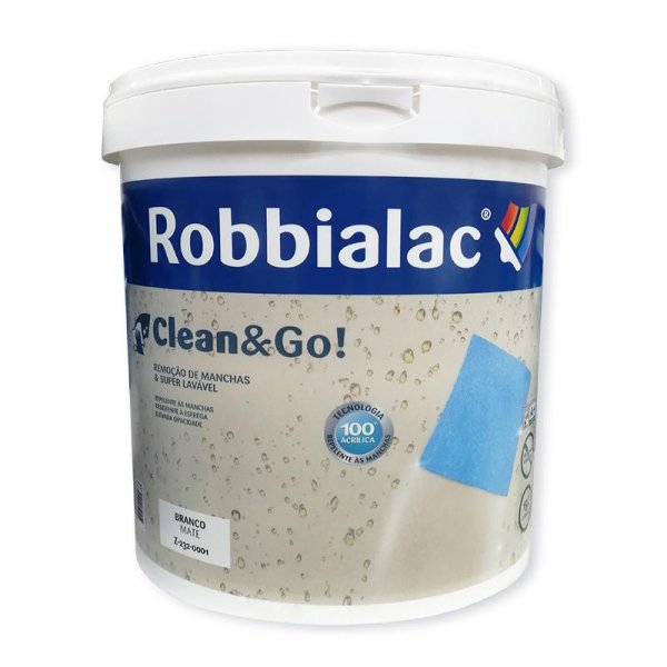 Tinta 100% acrilica clean&go super lavavel 15L br. Robbialac FG 