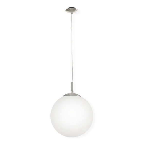 Suspensao vidro branco rondo 1XE27 60W Ø30cmx110cm Eglo 