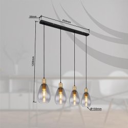 Suspensao fanni 4XE27 90cmxØ15cmx120cm 40W Globo 