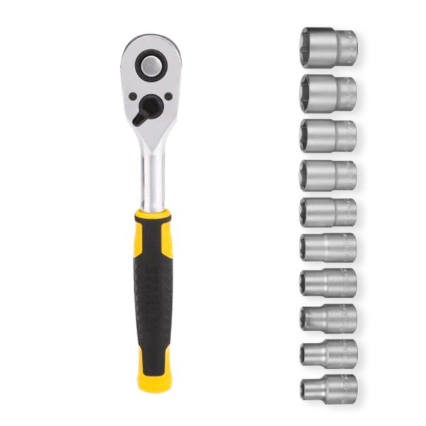 Conjunto Roquete 3/8" + 10 chaves de caixa Stanley 