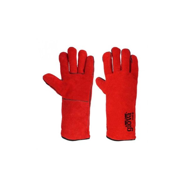 Luva soldador vermelho forrado 35cm tam.10 welder r CLS 