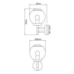 Aplique exterior Boele II 3180 inox E27 Globo 