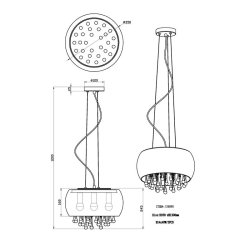 Suspensao kalla 5XE14 Ø35cmx120cm 25W Globo 