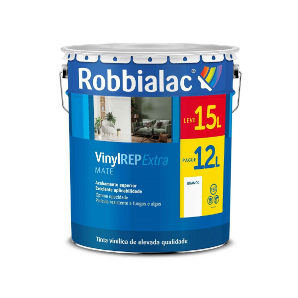 Tinta Vinylrep extra branco 12 lt (+ 3 lt oferta) Robbialac FG 