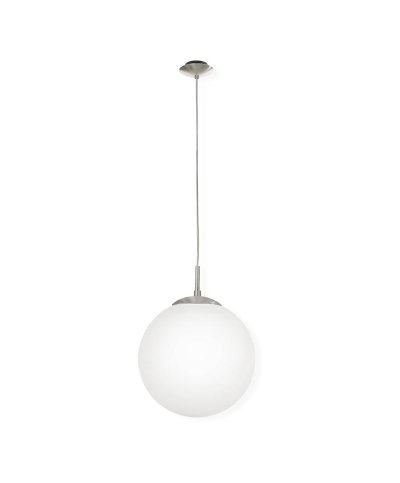Suspensao vidro branco rondo 1XE27 60W Ø30cmx110cm