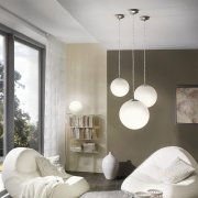 Suspensao vidro branco rondo 1XE27 60W Ø30cmx110cm