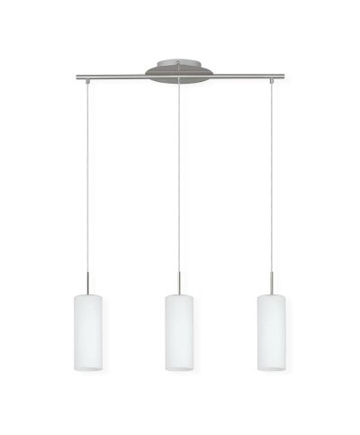 Suspensao vidro branco troy 3XE27 40W Ø11cmx72cmx110cm