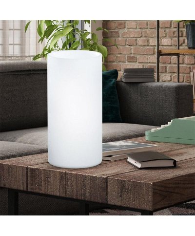 Candeeiro de mesa vidro branco geo 1X60W E14 Ø10cmx20cm