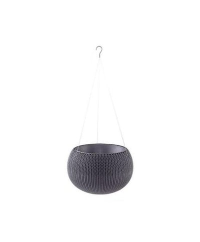 Vaso de pendurar 8,5L cinza 3 correntes 35x35x22cm